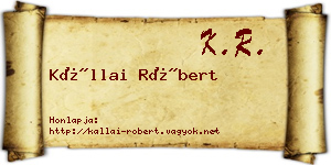 Kállai Róbert névjegykártya